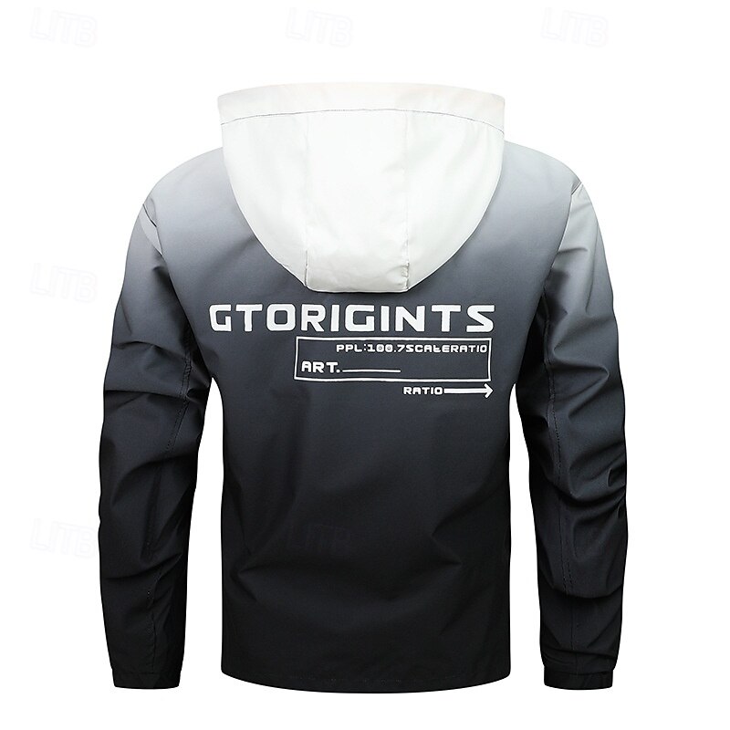 Men's Sport Coat Hiking Jacket Windcheater Jacket Sports Outdoor Camping & Hiking Waterproof Windbreaker Zipper Pocket Fall Winter Solid Color Active Hooded Regular Black Blue Jacket2