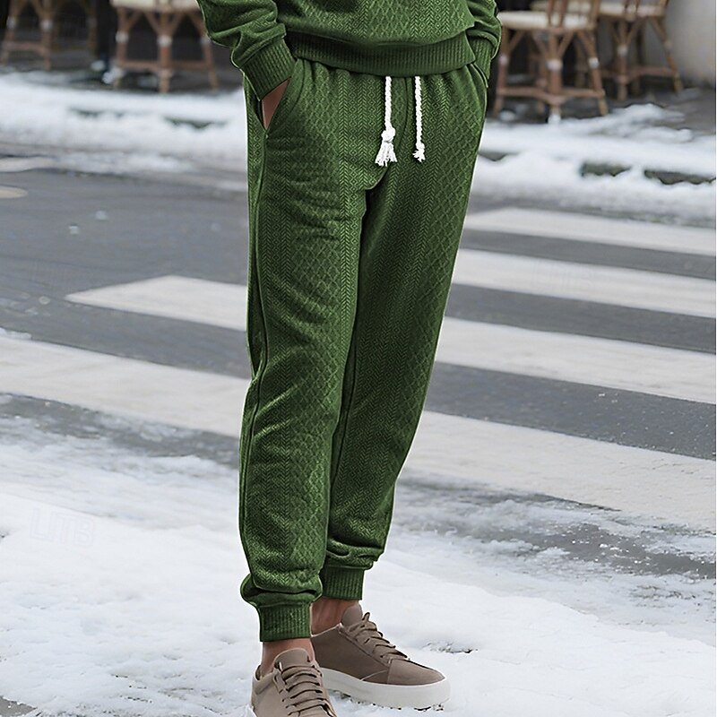 Men's Sweatpants Joggers Trousers Jacquard Drawstring Pocket Plain Comfort Sports Outdoor Daily Fashion Casual ArmyGreen Black Micro-elastic4