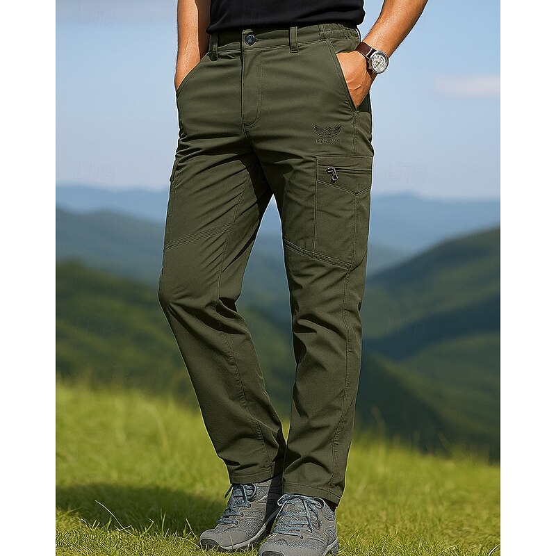 Men's Cargo Pants Hiking Pants Trousers Outdoor Regular Fit Thermal Warm Bottoms Pocket Black Army Green Camping / Hiking Running S M L XL XXL