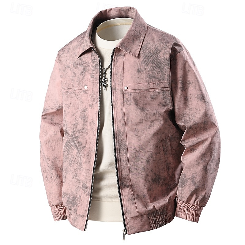 Men's Jacket Casual Jacket Outdoor Vacation Warm Zipper Pocket Fall Winter Plain Fashion Streetwear Standing Collar Regular Black Pink Beige Coffee Jacket3