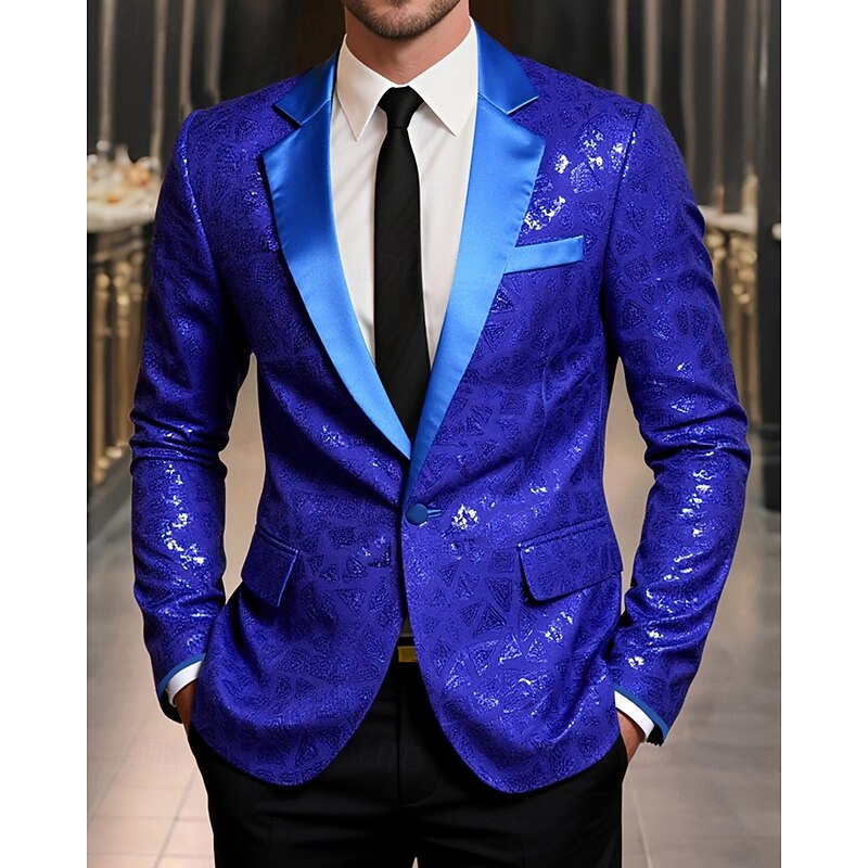 Men's Blazer Business Cocktail Party Wedding Party Fashion Casual Spring Fall 100% Cotton Plain Pocket Buttons Comfortable Single Breasted Blazer Royal Blue