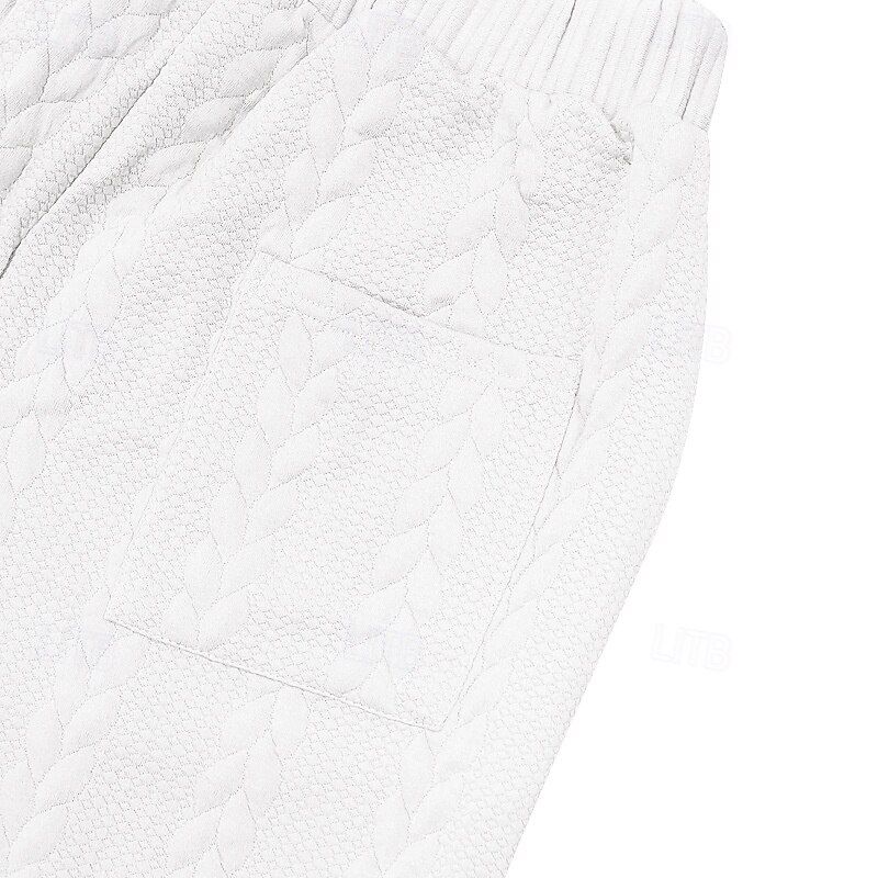 Men's Sweatpants Joggers Trousers Casual Pants Jacquard Drawstring Elastic Waist Solid Colored Moisture Wicking Breathable Full Length Outdoor Home Daily Fashion Streetwear Black White Stretchy4