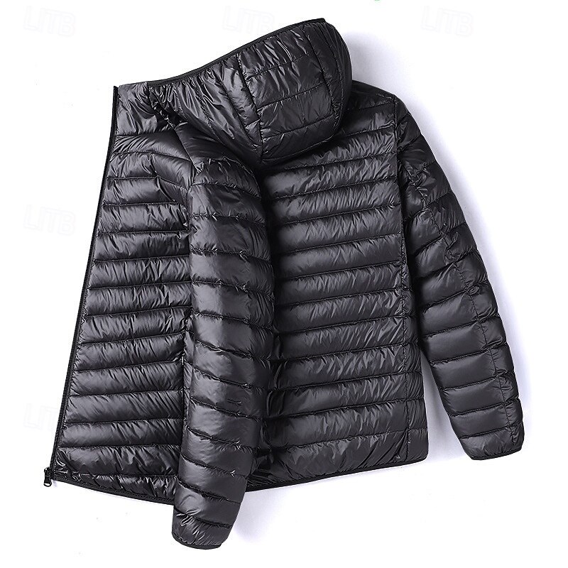 Men's Winter Coat Puffer Jacket Padded Jacket Pocket Cotton Vacation Daily Wear Date Regular Fashion Casual Comfortable Thermal Warm Winter Solid / Plain Color Wine Black Navy Blue Royal Blue Puffer