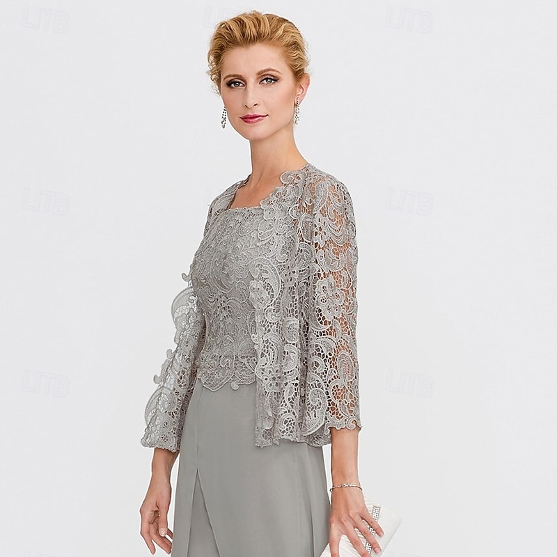 Mother's Wraps Bolero Coats / Jackets Elegant 3/4 Length Sleeve Floral Lace Wedding Guest Wraps With Lace For Fall Wedding Event Formal Party Spring & Summer Only Wraps dress to impress4