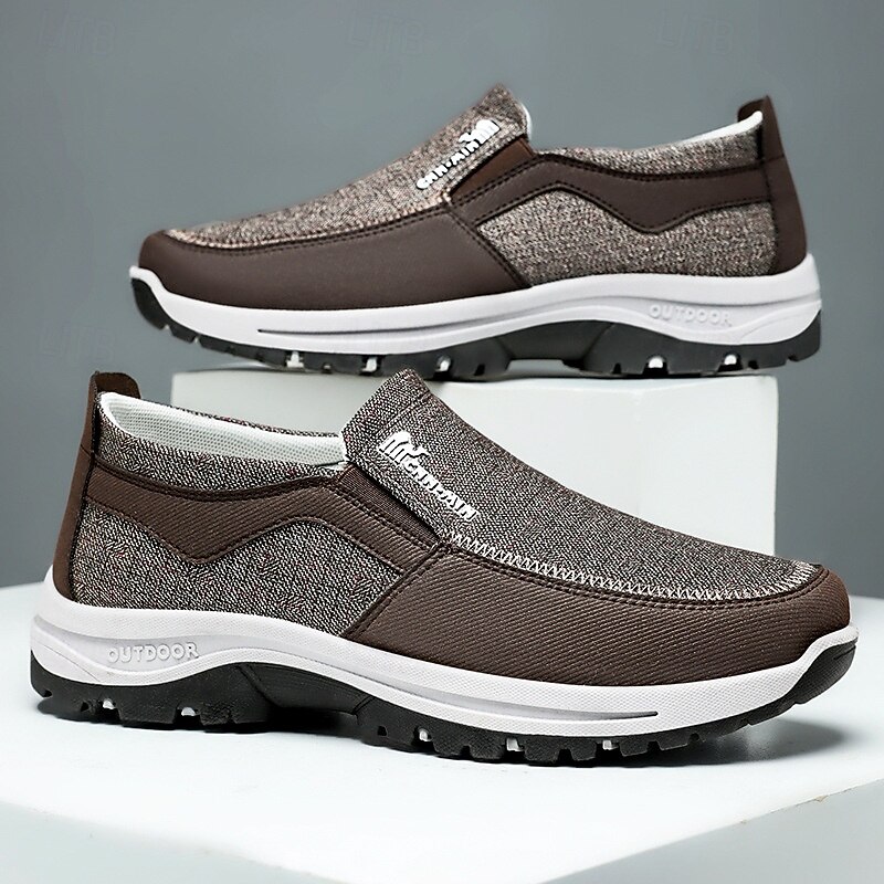 Men's Brown Mesh Slip-On Loafers – Comfortable Everyday Walking Shoes for Seniors, Travel and Weekend Activities3