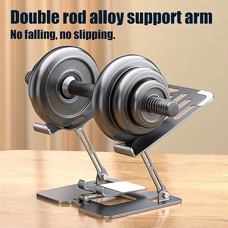 2-in-1 Adjustable Carbon Steel Mobile Phone & Laptop Stand With Tablet Holder - Foldable Design 180 Height Adjustment Suitable For Computers Tablets And Smartphones4