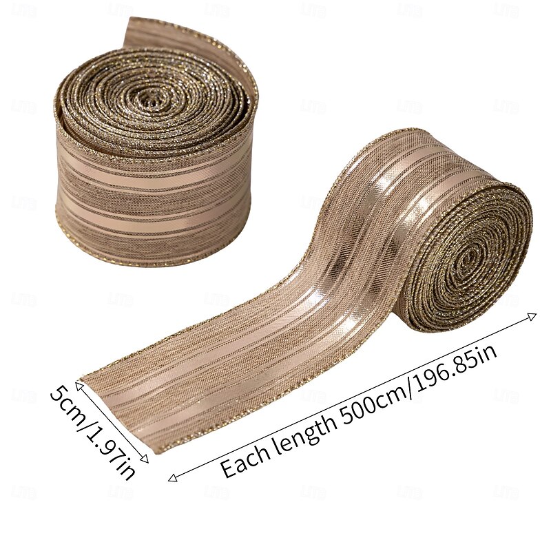 3 Rolls Christmas Wired Ribbons, Burlap Holiday Ribbon for Christmas Tree, Wreaths, Garland, Gift Wrapping, DIY Craft Decorations, Festive Party Table Decor, Rustic Xmas Ribbon Set3