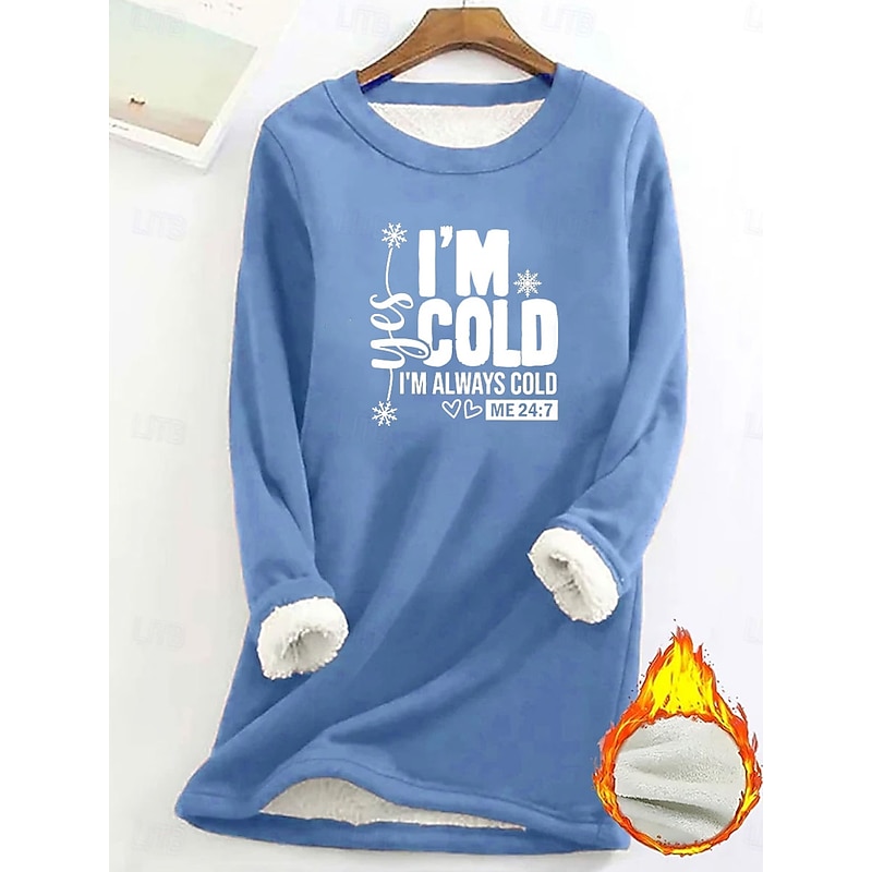 Women's Pullover Sweatshirt Graphic Letter Warm Casual Fuzzy Long Sleeve Crew Neck Round Neck Long Tops Street Casual Light Pink Black Dark Pink Blue Spring Fall Winter