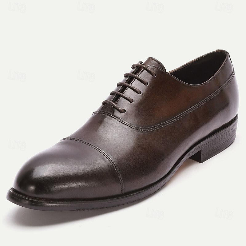 Men's Brown Oxford Dress Shoes – Premium Leather Cap-Toe Shoes for Weddings, Office and Formal Events2
