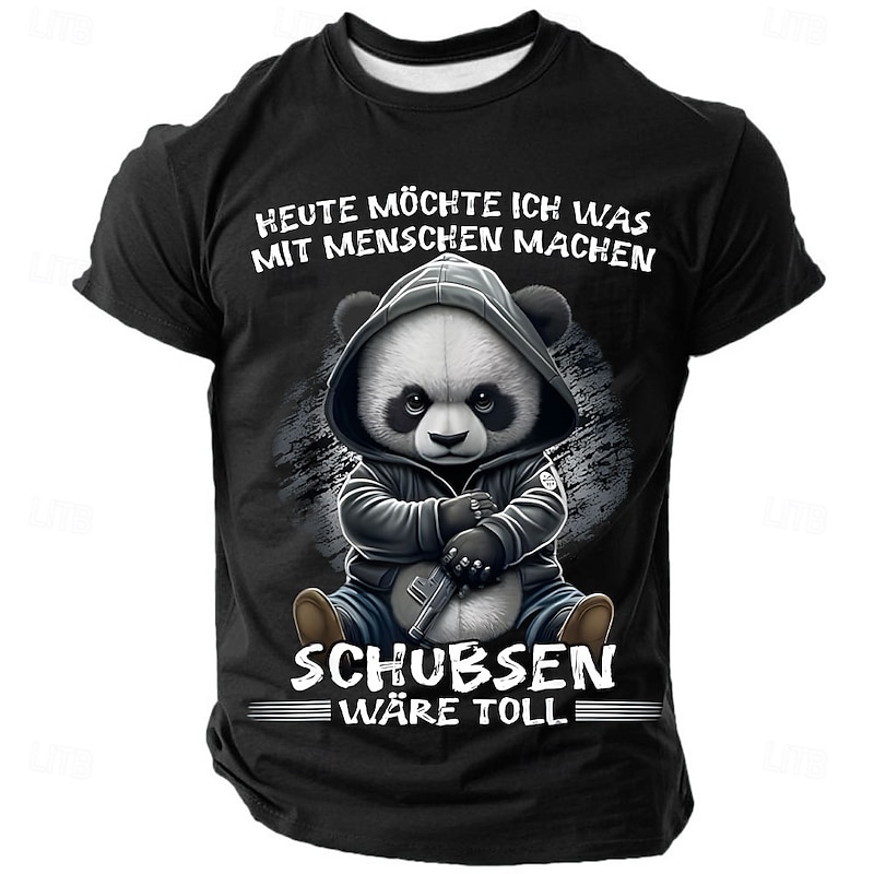 Men's Funny Panda Graphic T-Shirt - 'Today I Want to Push People' Sarcastic Quote Lifestyle Tee Short Sleeve4