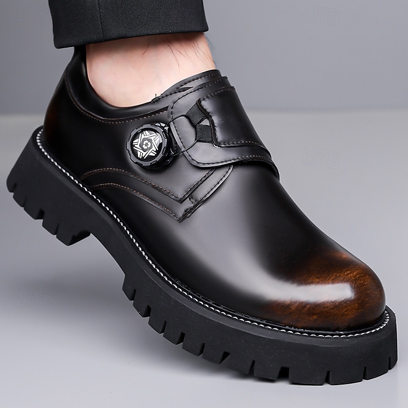 Men's Black and Brown Lace-Up Outdoor Dress Shoes – Chunky Sole Leather Shoes for Business Casual, Travel and All-Day Comfort4