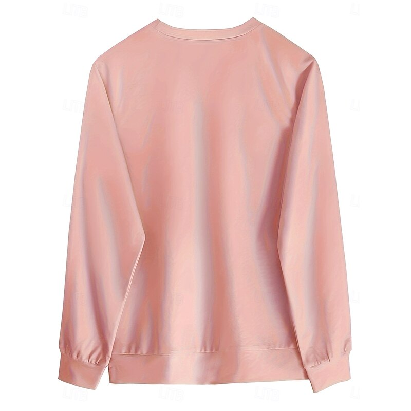 Women's Pullover Sweatshirt Graphic Animal Dog Warm Active Vintage Long Sleeve Crew Neck Regular Tops Street Dailywear Casual Patchwork Print Light Pink Spring Fall Winter2