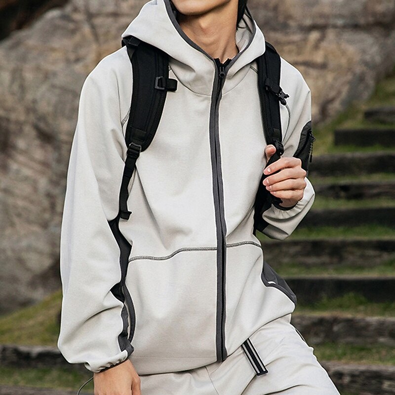 Men's Outdoor Jacket Hiking Jacket Sport Jacket Outdoor Quick Dry Hiking Outfits Hiking Clothes Spring Autumn / Fall Top Camping / Hiking / Caving Running Black White Khaki3