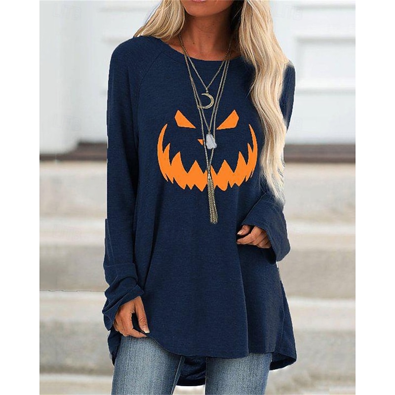 Women's Mini Dress Sweatshirt Dress Casual Dress Fashion Modern Outdoor Halloween Daily Regular Fit Pumpkin Long Sleeve Crew Neck Navy Blue Orange Gray Fall Winter2