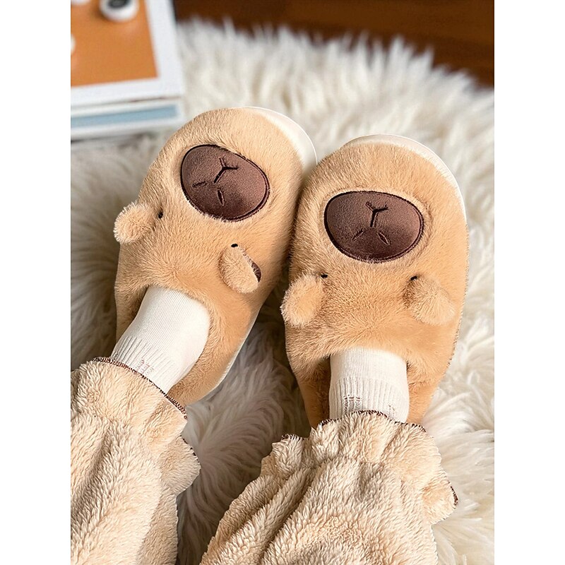 Women's Plush Capybara Bear Slippers – Warm Fleece Indoor Shoes with Cute Animal Design for Home, Bedroom and Cozy Winter Days3