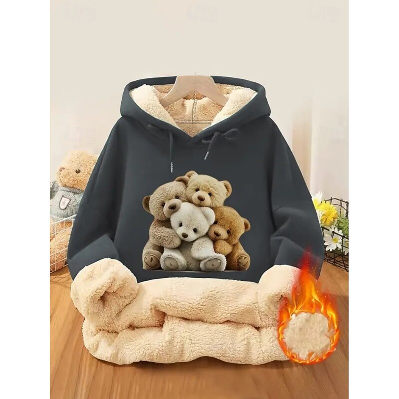 Women's Pullover Hoodie Sweatshirt Graphic Animal Letter Casual Comfrt Long Sleeve Hooded Regular Tops Street Dailywear Casual Pocket Print Black Pink Red Green Light Grey Fall Winter