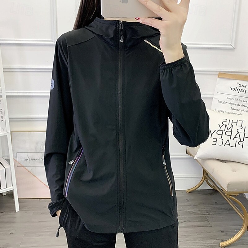 Women's Outdoor Jacket Hiking Jacket UV Protection Jacket Outdoor Sun Protection Quick Dry Hiking Outfits Hiking Clothes Summer Top Camping / Hiking / Caving Running Black White Blue2