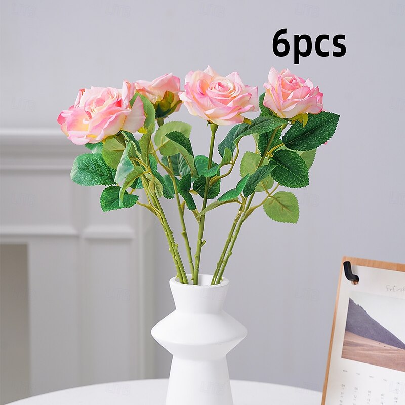 6PCS/10PCS/20PCS Colorful Angora Rose Simulation Bouquets Suitable for Seasonal Home Decoration Parties Weddings Farmhouse Room Decoration Festive Atmosphere Decoration and Shooting Props3