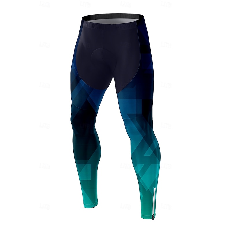 Men's Graphic Geometric Gradient Bike Pants Bike Tights Bottoms Slim Fit Sports UV Resistant 3D Pad Quick Dry Reflective Strips Navy Blue Clothing Apparel Bike Wear