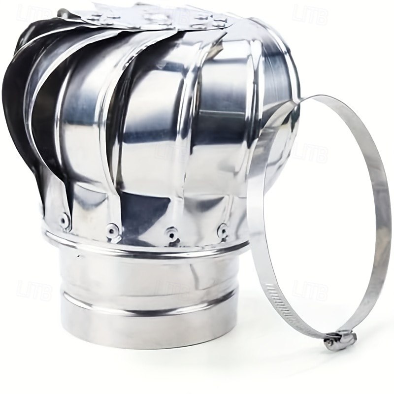 1 Durable Stainless Steel Roof Fan 110mm Exhaust Cap Round Rotating Smokestack Ventilation for Exterior Chimney Cover Smokestack Cover Heat and Cold Resistant, Corrosion-Proof Non-Electric Ventilation2