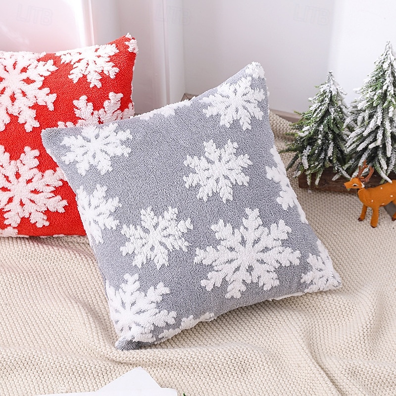 Christmas Pillow Cover Simple Snowflake Design Creative Holiday Cushion Case Set for Living Room Bed Headrest Festive Decoration Seasonal Home Party Accessory2