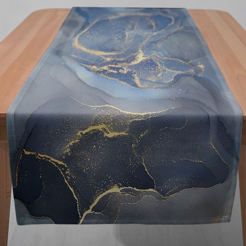 1PC Tie Dye Table Runner Table Flag - Digital Printing Gray Rendering Rectangular Tablecloth for Restaurant, Banquet, Party Decoration (33x180cm/13x70.5in)3