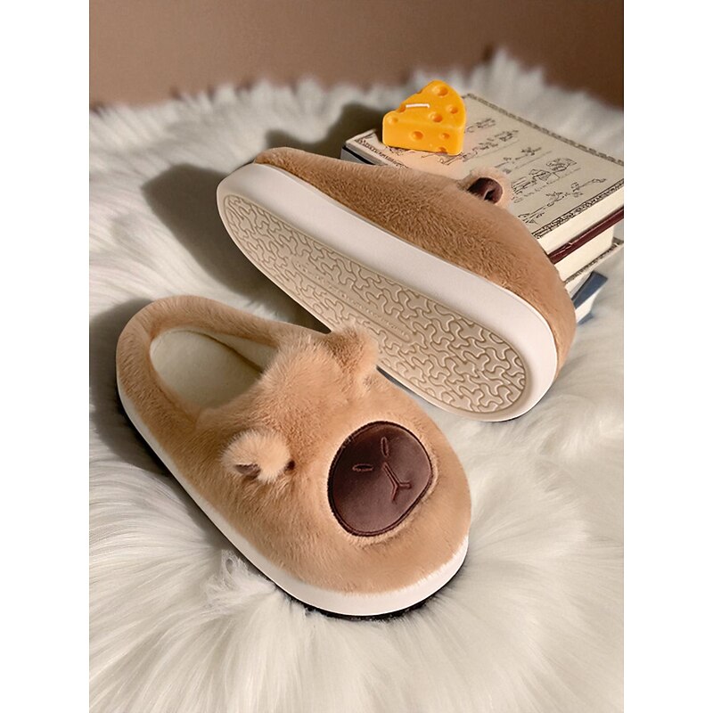 Women's Plush Capybara Bear Slippers – Warm Fleece Indoor Shoes with Cute Animal Design for Home, Bedroom and Cozy Winter Days2