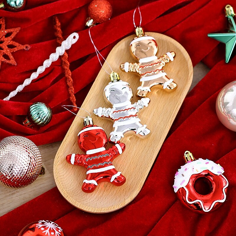 45 pcs Christmas Tree Balls Baubles Ornaments, Xmas Decoration, Painted Gingerbread Man Hanging Set, Festive Holiday Tree Decor2