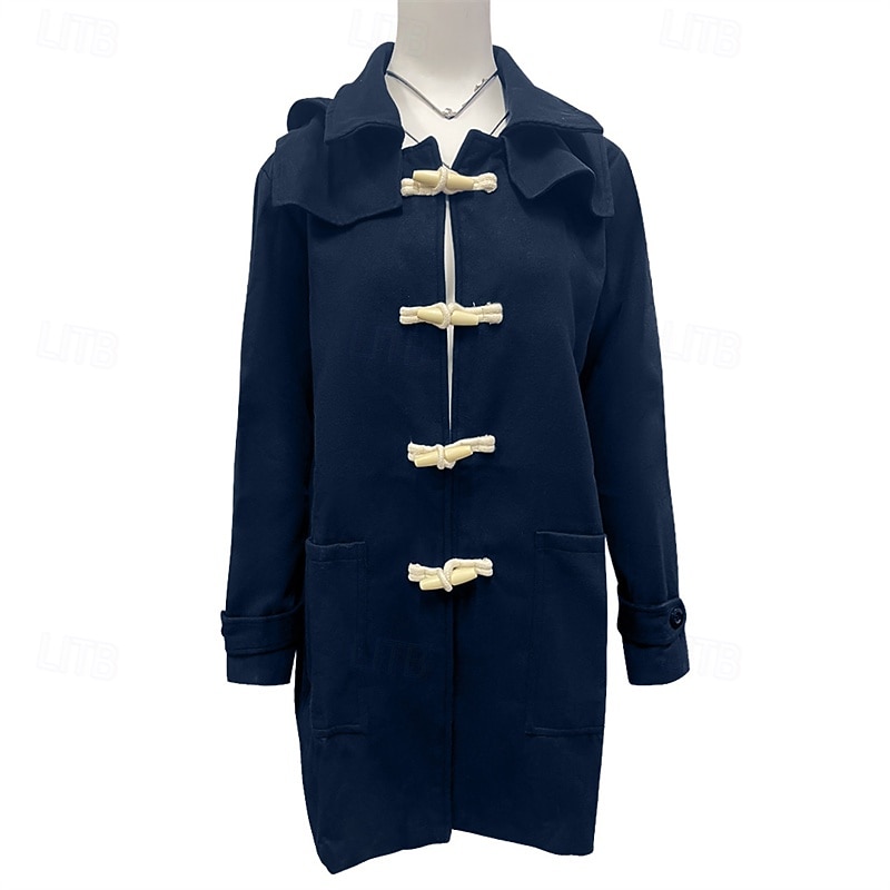 Men's Overcoat Trench Coat Long Trench Coat Vacation Daily Winter Polyester Windproof Warm Outerwear Clothing Apparel Fashion Classic Plain Pocket Hooded Single Breasted4