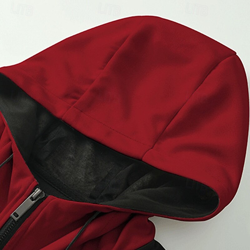 Men's Outdoor Jacket Raincoat Hoodie Jacket Hiking Jacket Vacation Daily Windproof Pocket Spring Fall Color Block Fashion Classic Hooded Regular Red Khaki Dark Blue Jacket4