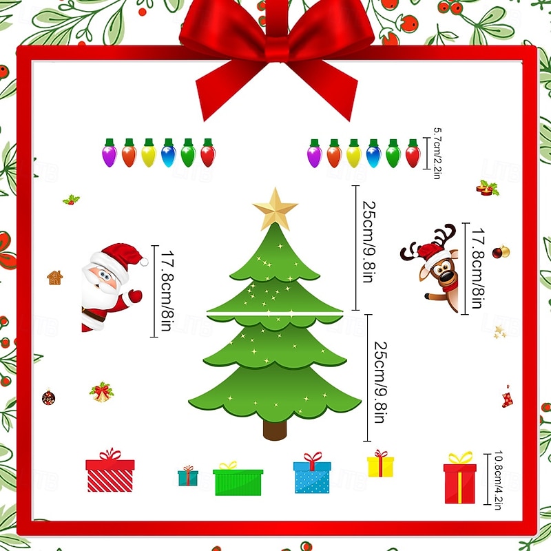 Christmas Themed Magnetic Sticker,Magnetic Christmas Tree for Refrigerator,Christmas Magnets for Refrigerator Santa Reindeer Holiday Magnets for Fridge Metal Door Garage2