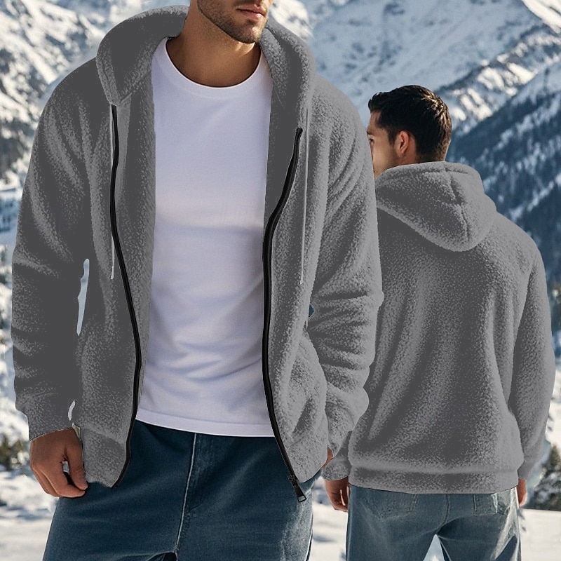 Men's Hoodie Full Zip Hoodie Fleece Hoodie Black Navy Blue Khaki Gray Hooded Plain Oversized Sports & Outdoor Casual Daily Streetwear Cool Sportswear Fall Winter Clothing Apparel Hoodies Sweatshirts2