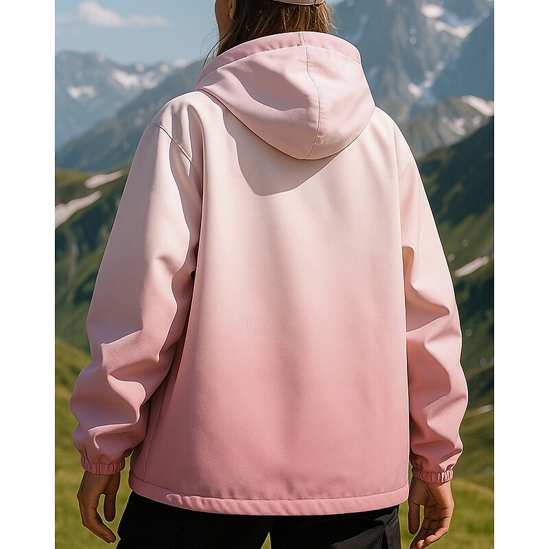 Women's Windbreaker Softshell Jacket Hiking Jacket Outdoor Waterproof Windproof Hiking Outfits Hiking Clothes Spring Autumn / Fall Top Camping / Hiking / Caving Running Gradient Black Pink Blue2