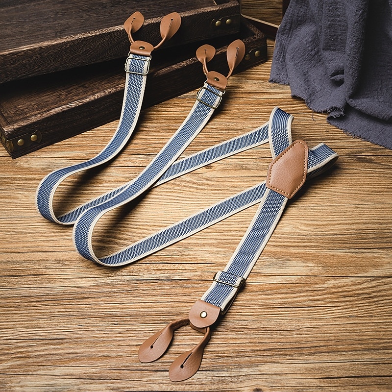 Men's Suspenders Waist Belt Blue Polyester Alloy Adjustable Plain Plaid / Striped / Chevron / Round Daily Formal Evening2