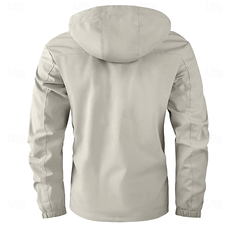 Men's Winter Coat Winter Jacket Sport Coat Raincoat Outdoor Camping & Hiking Waterproof Windbreaker Zipper Pocket Fall Winter Solid Color Fashion Streetwear Hooded Regular Wine Black White Army Green2