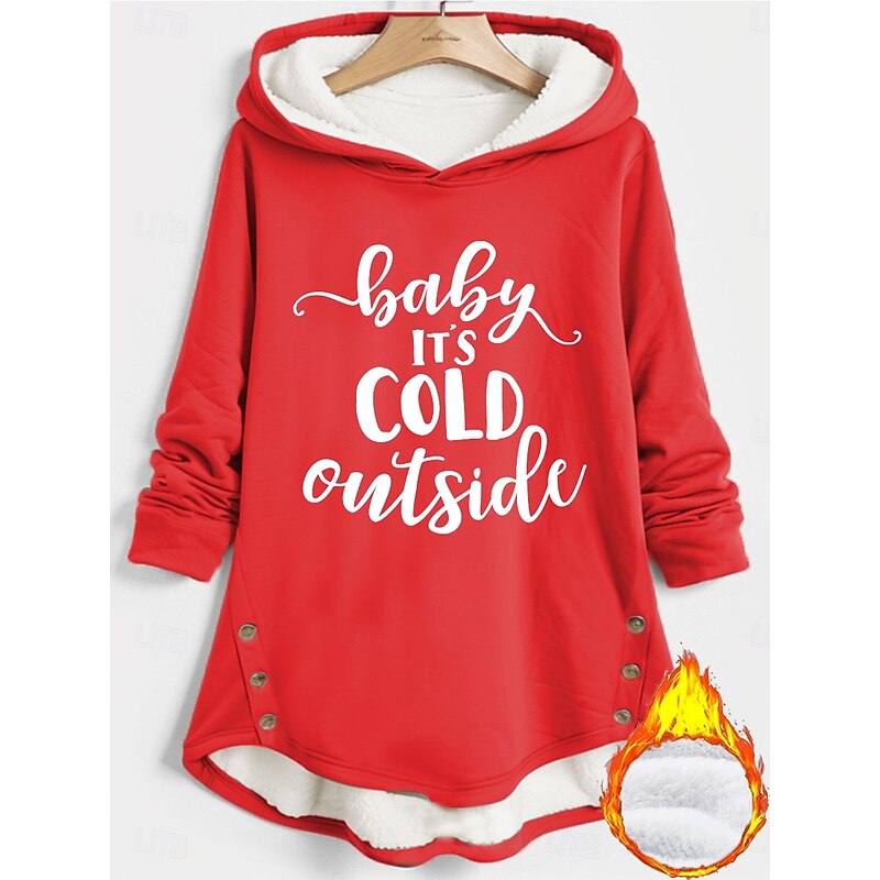 Women's Hoodie Sweatshirt Pullover Fleece Lined Warm Pajamas Hoodies Graphic Letter Warm Casual Fuzzy Long Sleeve Hooded Long Tops Casual Sports Print Black Pink Red Blue Gray Fall Winter3
