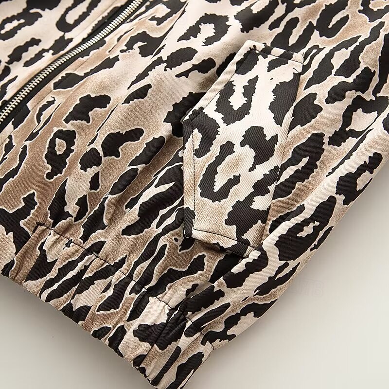 Women's Casual Jacket Comfortable Zipper Print Vintage Fashion Leopard School Outdoor Vacation Home Short Baseball Collar Regular Fit Long Sleeve Outerwear Leopard Print Spring Fall4