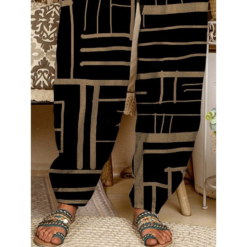 Women's Chinos Pants Trousers Active Fashion Long High Waist Geometic Pocket Elastic Waist Printing Breathability Soft Micro-elastic Vacation Street Daily Wear Khaki Spring Fall Regular Fit3