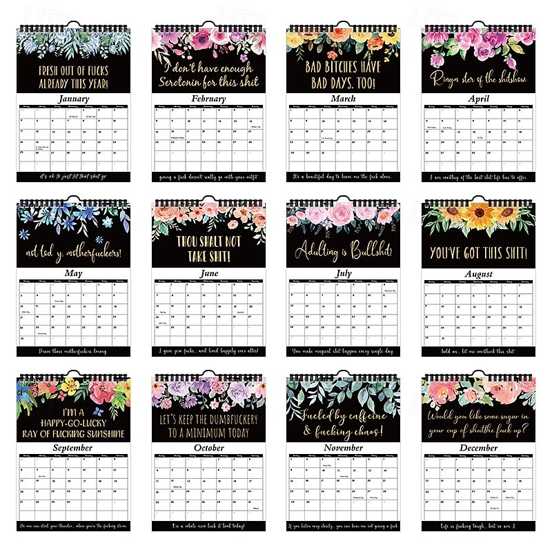 2026 Fuck It Calendar for Tired-Ass Women,Christmas Xmas New Year Gift 2026 Tired Women Calendar, Fu-ck It Wall Calendar for Tired, Handmade Home Office Hanging Calendar2