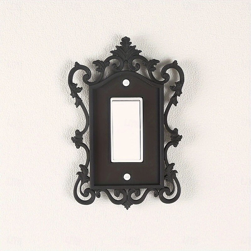 Gothic Style Switch Plate Cover 1-Pack, Decorative Home & Office Wall Plate, Durable Plastic, Artistic Design, for Halloween Decor - Screw-in Mounting, Unfinished Finish, No Electricity Required4