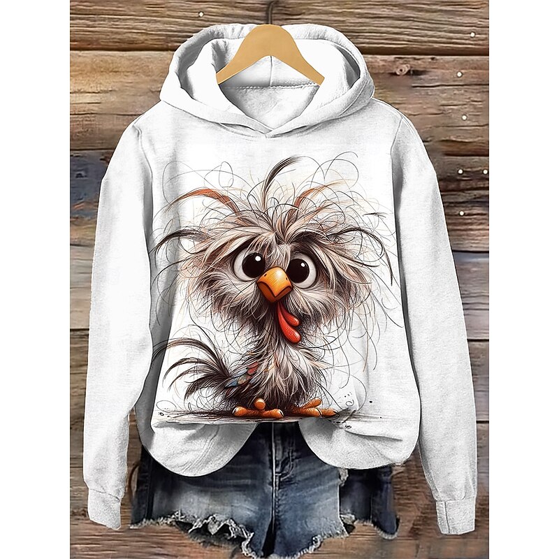 Women's Hoodie Pullover Sweatshirt Oversized Long Sleeve Casual Graphic Animal Vintage Fashion Hooded Regular Tops Street Dailywear Holiday Print White Pink Red Khaki Fall Winter3