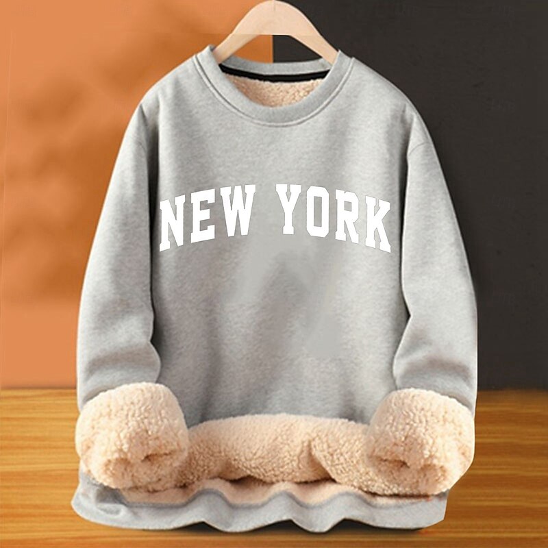 Men's Fleece Sweatshirt Black Yellow Red Orange Light Grey Crew Neck Plain Letter Graphic Prints Print Casual Daily Going out Polyester Streetwear Casual Fall Winter Clothing Apparel Hoodies4