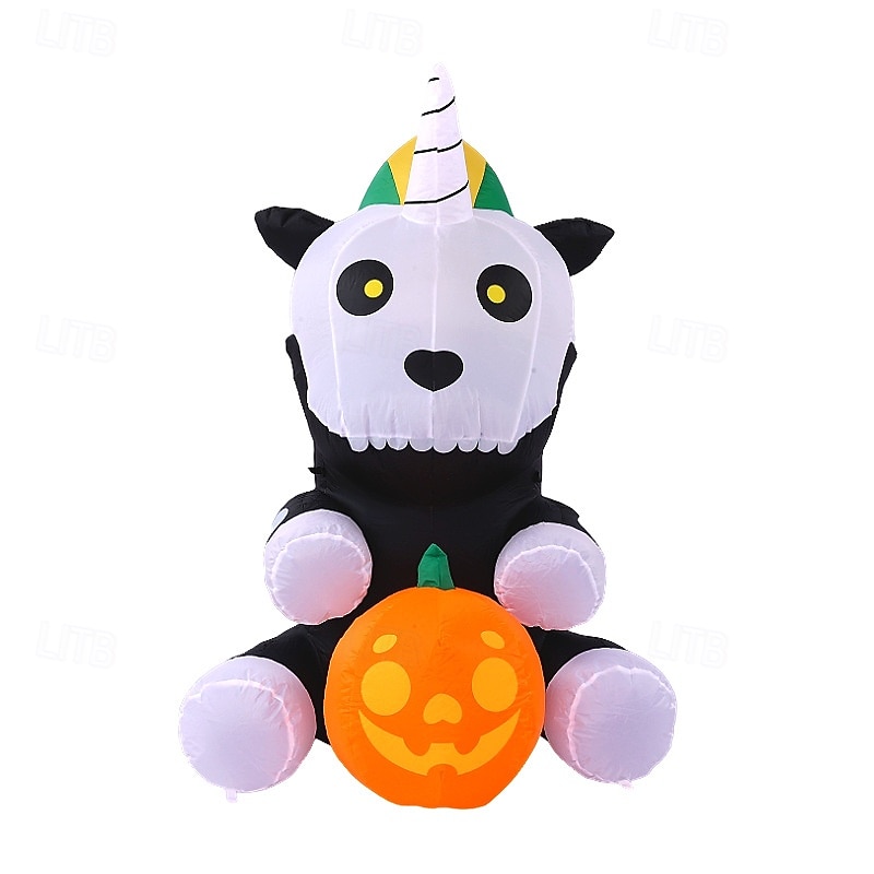 1 Pc 1.5M Halloween inflatable air model sitting skeleton unicorn LED luminous inflatable film courtyard decoration ornament4