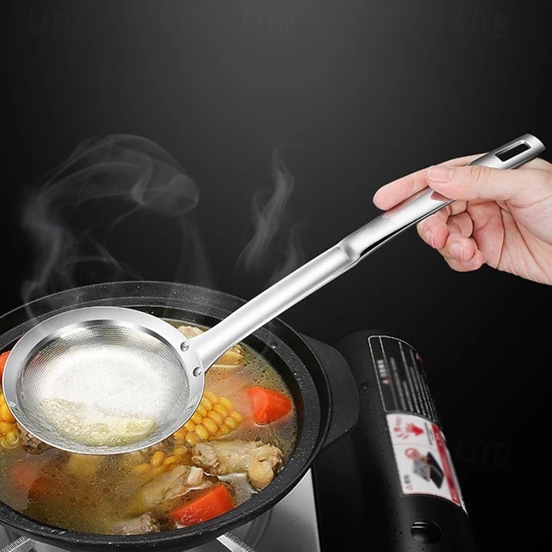 Mesh Stainless Steel Colander Fine Strainer Skimmer Large Kitchen Sieve for Oil Foam Meat Particles Home Cooking Cooking Utensil Durable Food Prep Tool