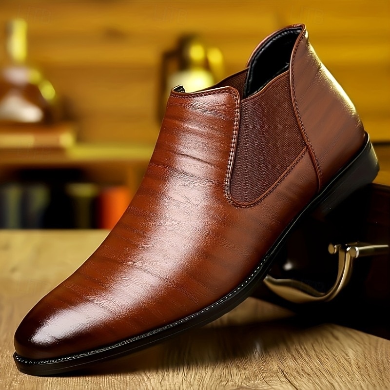 Men's Navy Chelsea Boots Classic Slip-On Design, Elegant Genuine Leather Dress Boots for Business, Office and Formal Occasions