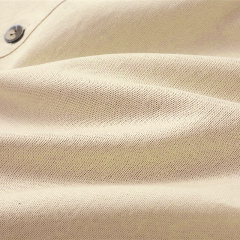 Men's Shirt Linen Shirt Beach Wear Button Up Shirt Hooded Shirt Plain Vacation Casual Black White Blue Green Long Sleeve Hooded Summer Spring & Summer Clothing Apparel Buttons4
