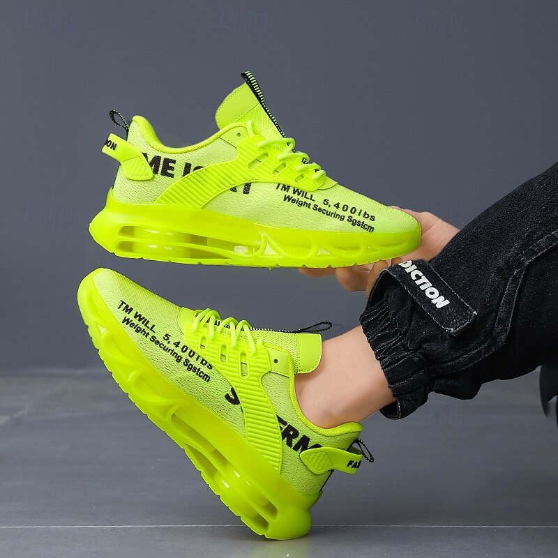 Men's Neon Green Air Cushion Sneakers – Fashion Lightweight Sports Shoes for Running, Walking and Casual Streetwear4