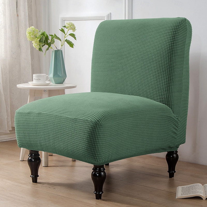 1PC Armless Dining Chair Cover - Striped Stretch Spandex Slipcover with Elastic Band Fits Standard Chairs 18-21" Seat Width For Home, Weddings, Banquets2