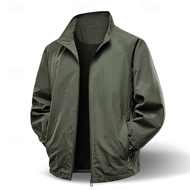 Men's Jacket Casual Jacket Outdoor Vacation Warm Zipper Pocket Fall Winter Plain Fashion Streetwear Standing Collar Regular Dark Gray Black Army Green Coffee Jacket
