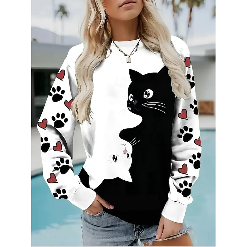 Women's Pullover Sweatshirt Graphic Tribal Abstract Fashion Casual Long Sleeve Crew Neck Round Neck Regular Tops Street Dailywear Casual Print Black White Pink Fall Winter